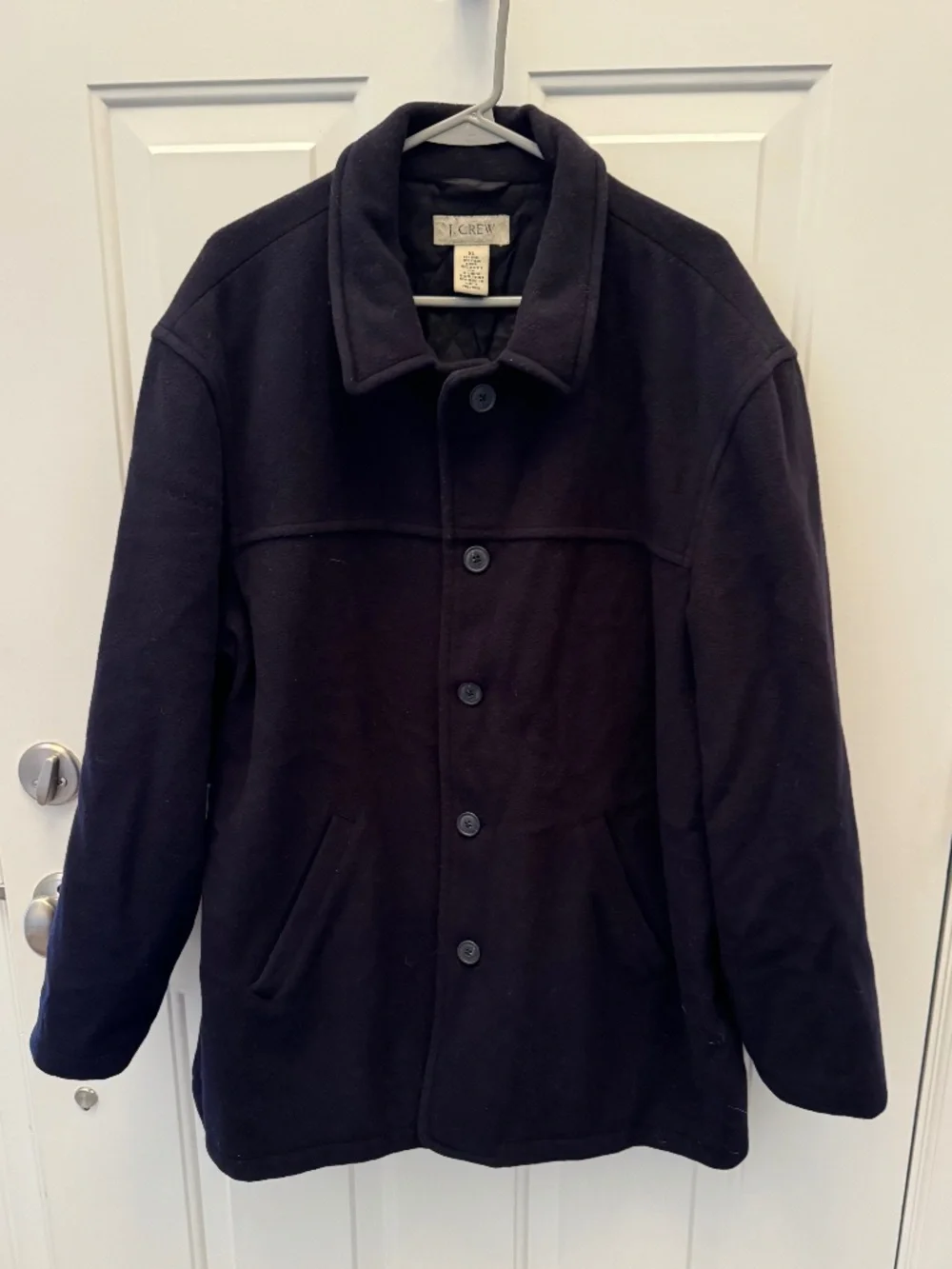 J. Crew Wool University Stadium Coat with Quilted Lining Navy XL